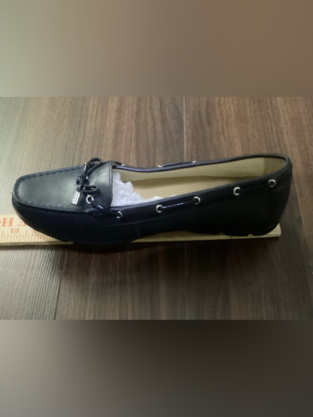 Geox Navy Leather Moccasin Loafers with Bow Detail - Picture 6 of 7